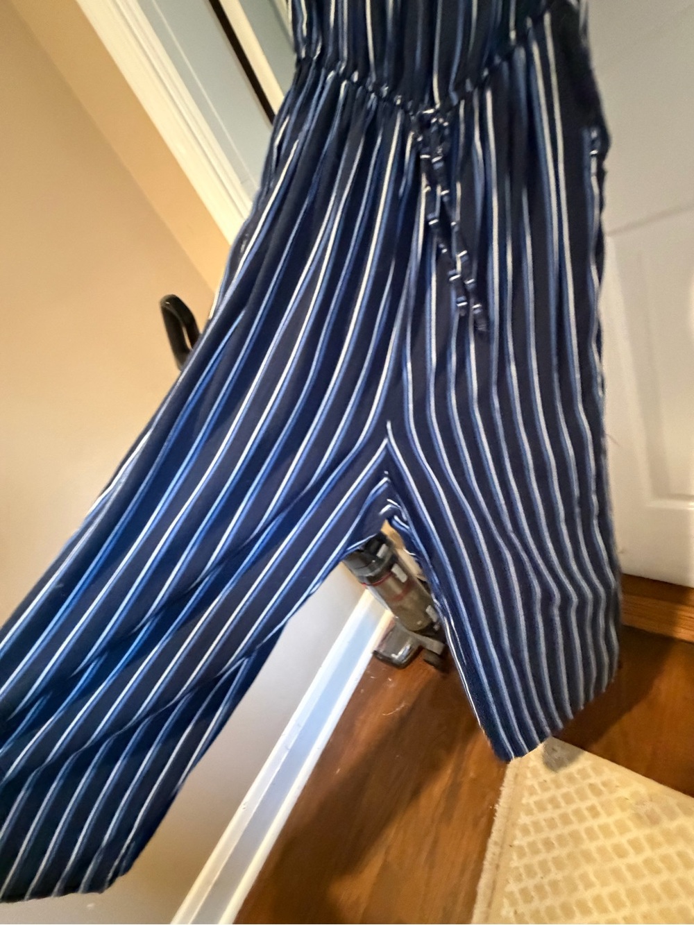 Hollister Navy Blue Striped One-Shoulder Jumpsuit, M, NWOT - Picture 6 of 9